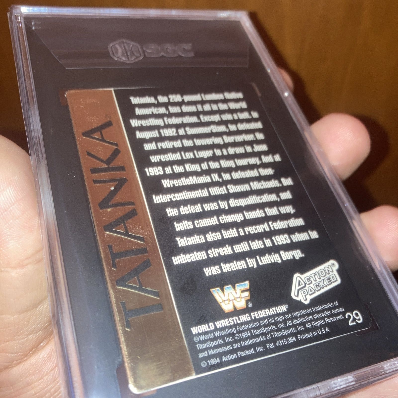 Tatanka #29 Rookie Card 1994 Action Packed WWF SGC 8.5 - photo 5