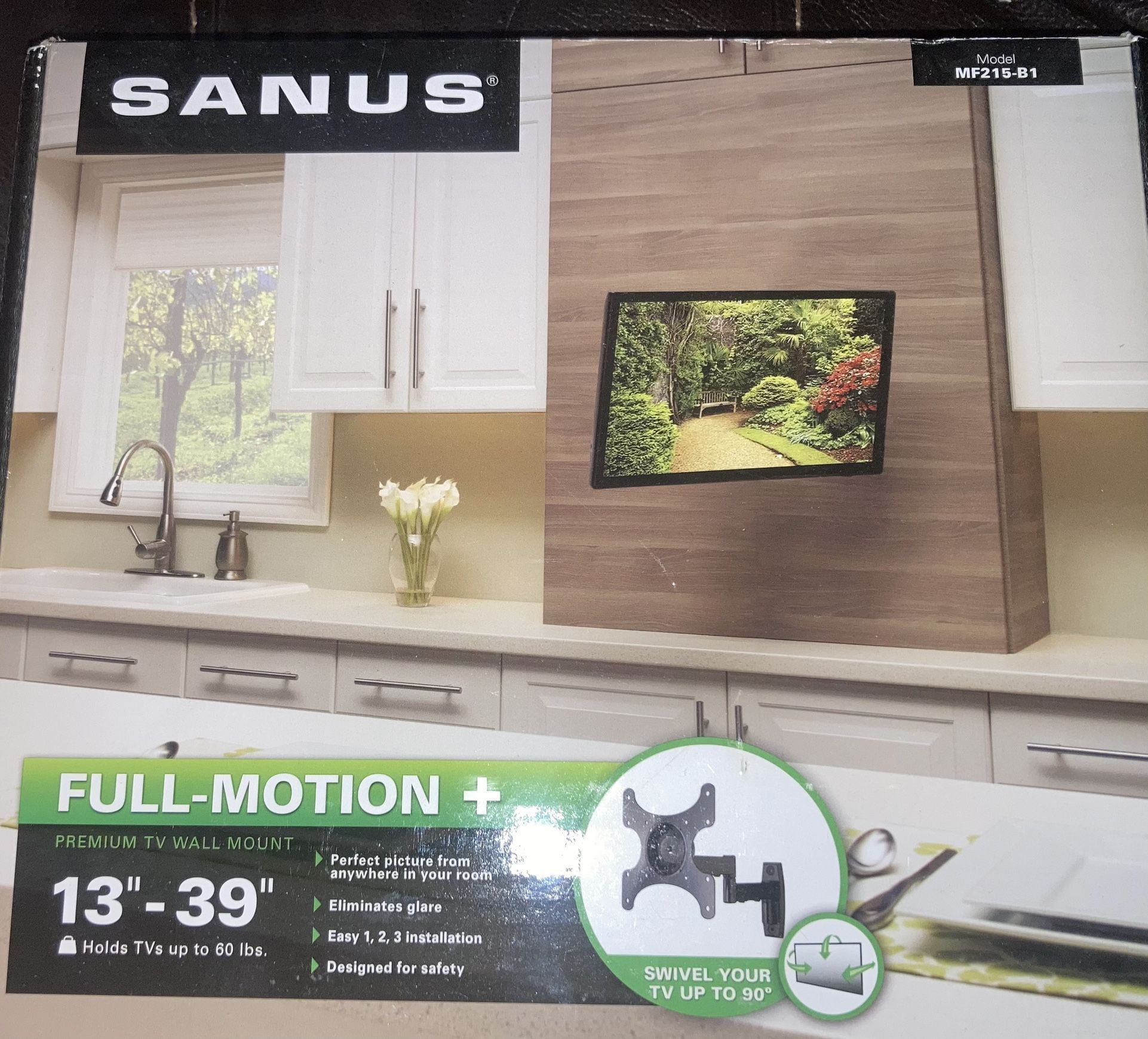 Sanus Full-Motion+ Swivel TV Mount, 13”-39”