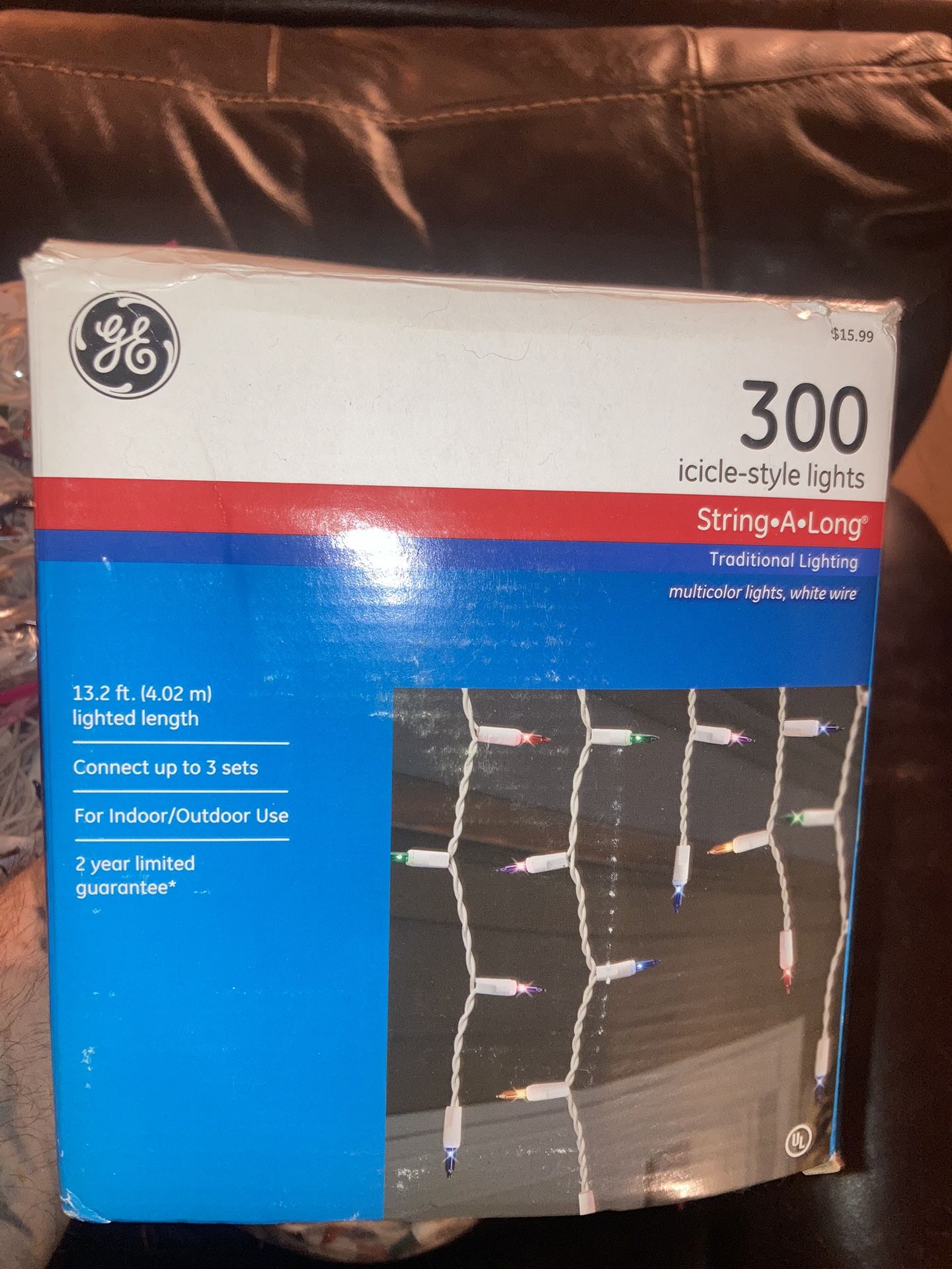300 ct. Icicle Lights, White/Multi-color, GE Brand - photo 3