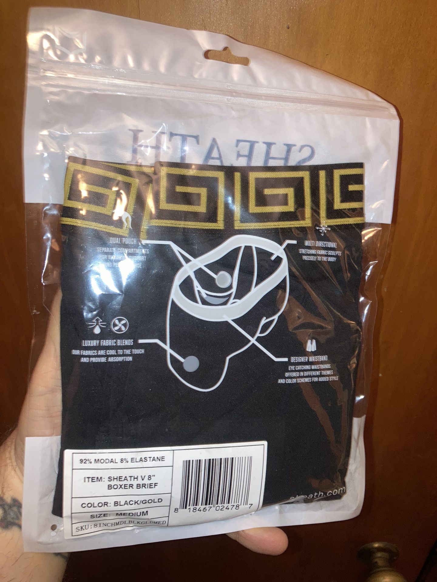 SHEATH Pouch Underwear Black/Gold Medium, New/Sealed - photo 2