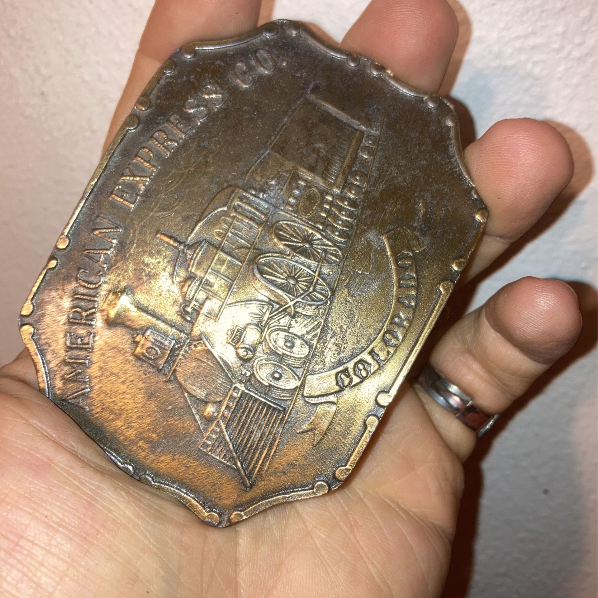 American Express Co. Colorado Steam Line Belt Buckle, 1970s
