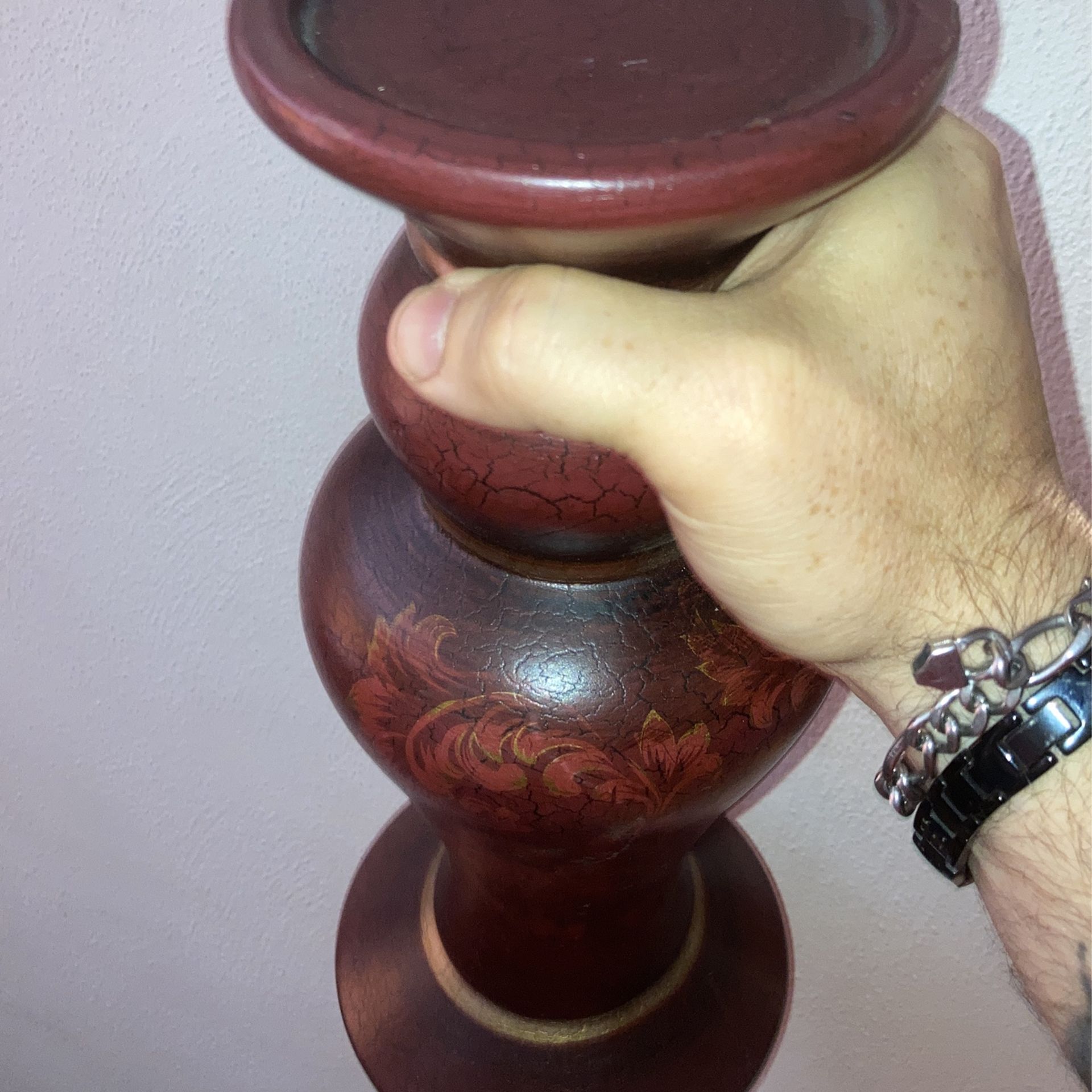Cherry Wood 15” Pedestal/Candle Holder - photo 2