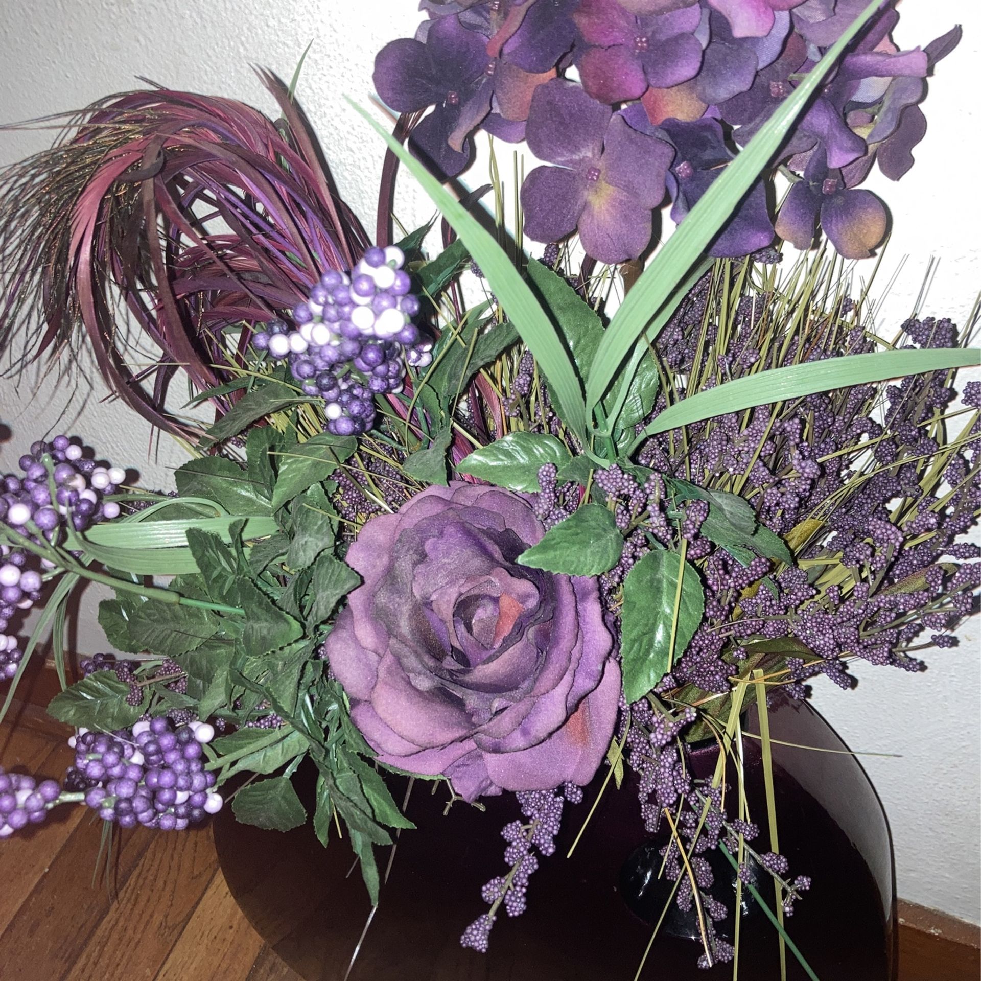 27” Purple Floral Arrangement & Vase - photo 3