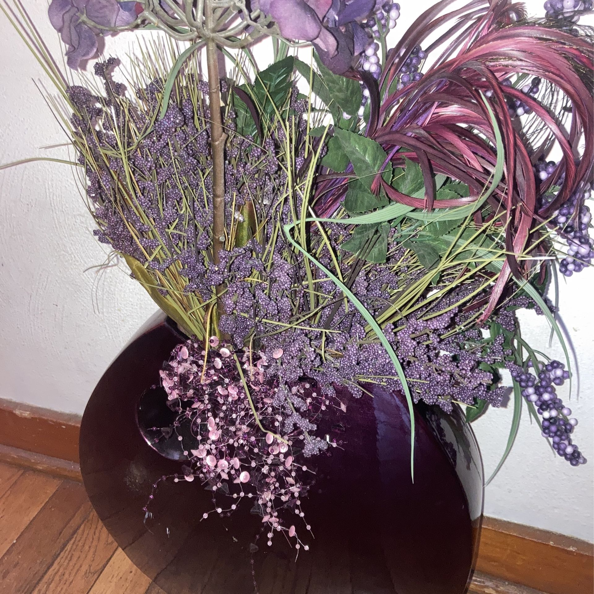27” Purple Floral Arrangement & Vase - photo 5