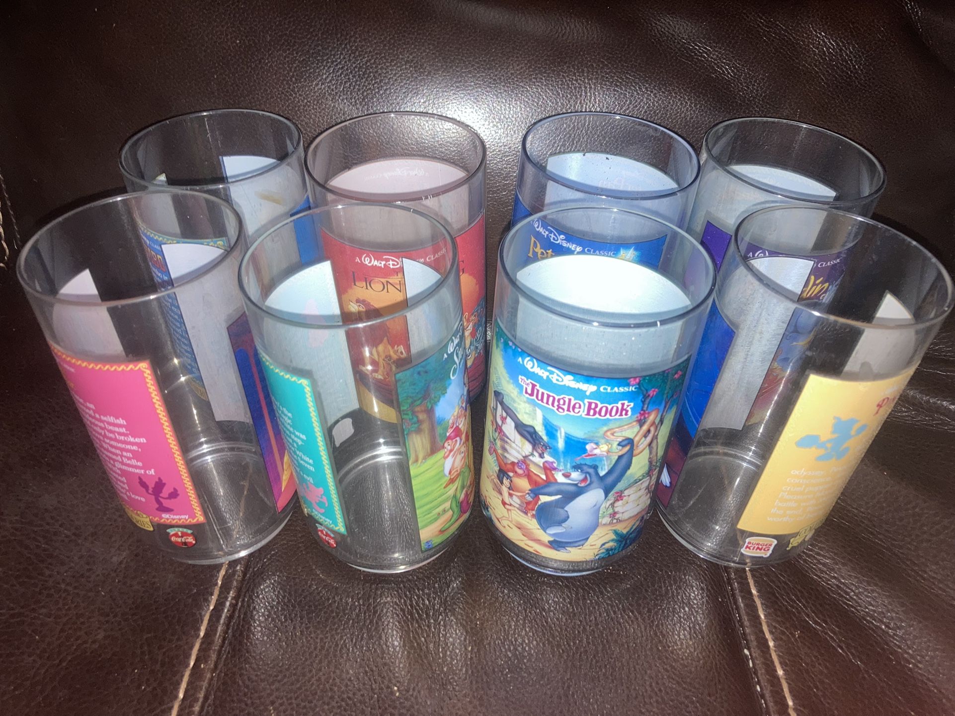 Disney Burger King Collectors Series Glasses 1-8