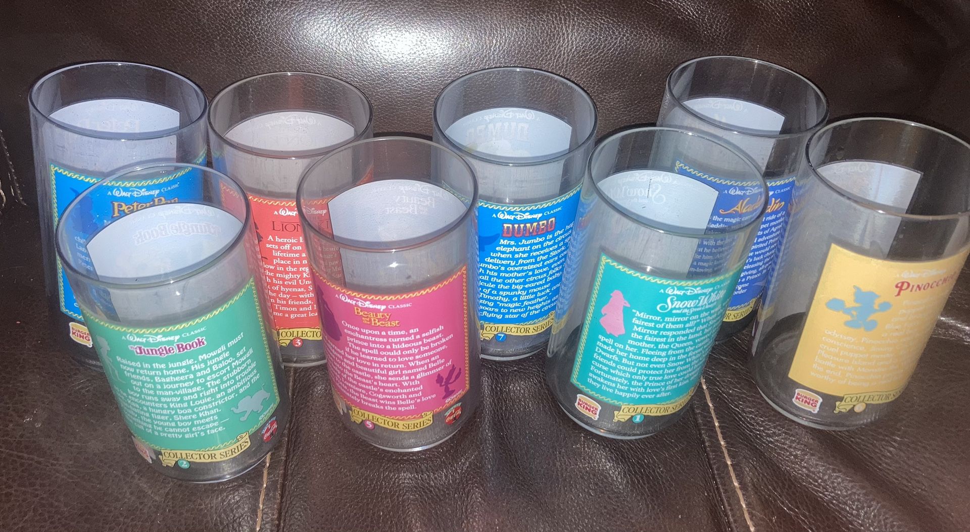 Disney Burger King Collectors Series Glasses 1-8 - photo 2