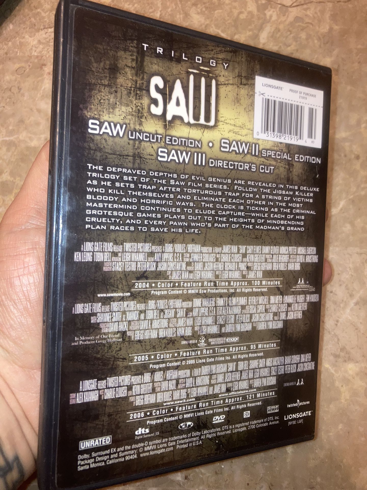 Saw Trilogy DVD Set - photo 2