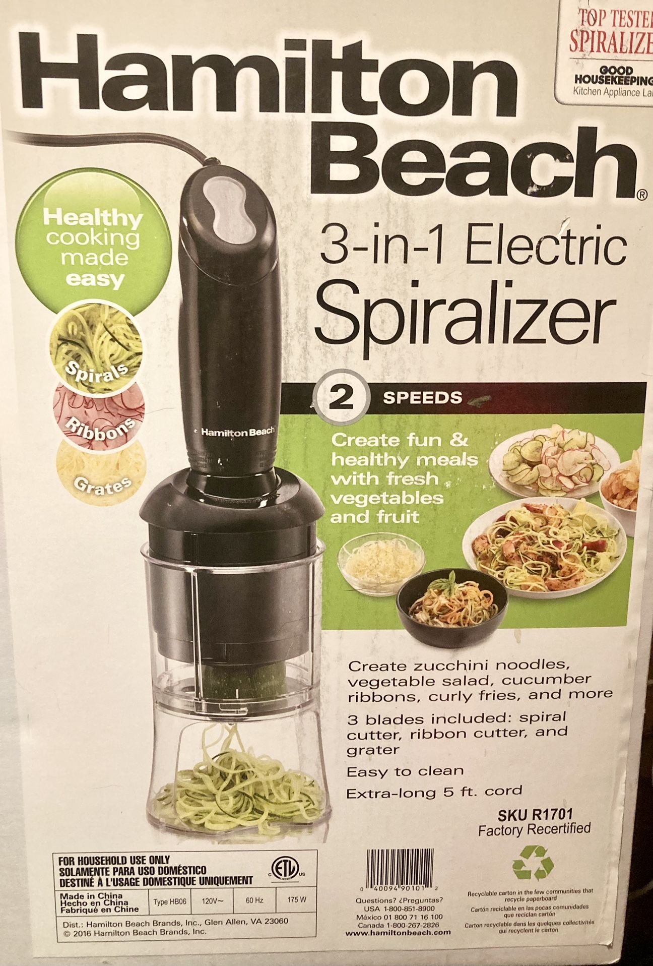 Hamilton Beach 3-In-1 Electric Spiralizer