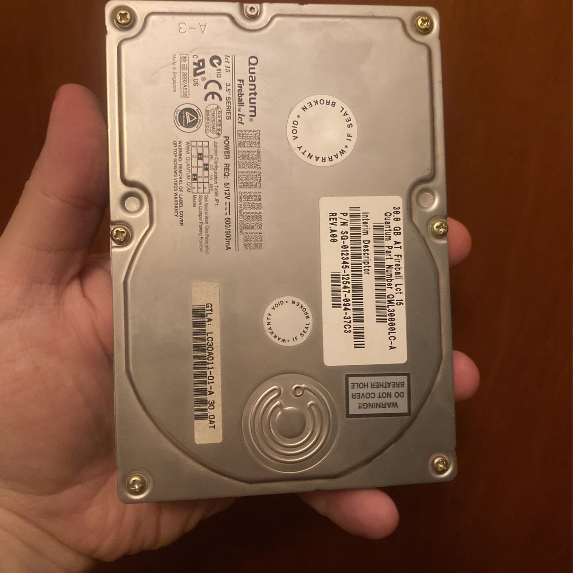 Quantum Fireball 30GB IDE Hard Drive