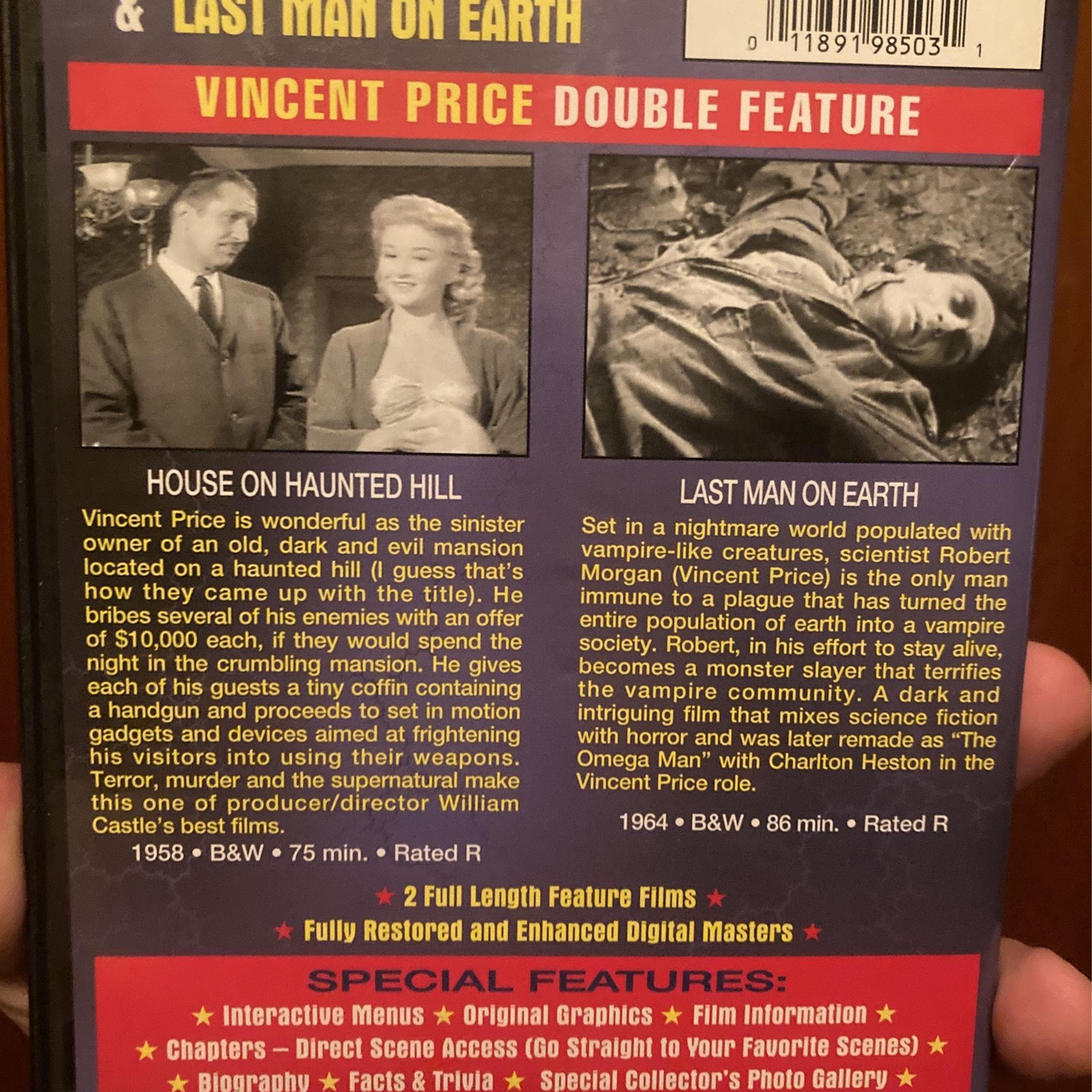 House On Haunted Hill / Last Man On Earth Dual DVD - photo 2