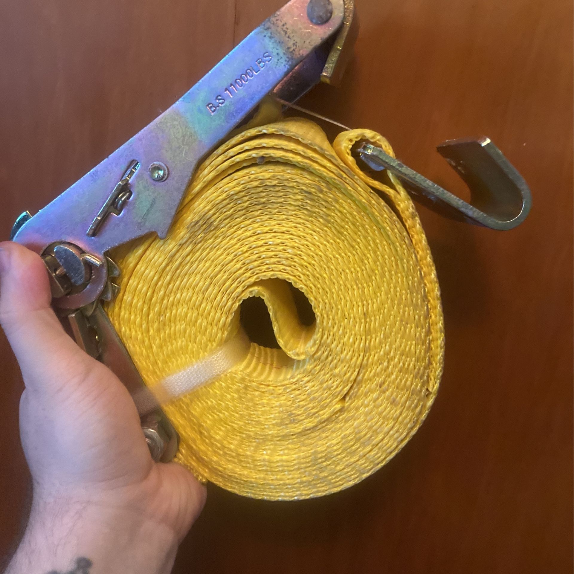 2”x27’ 10,000 lbs. J-Hook Ratcheting Tie Down Strap