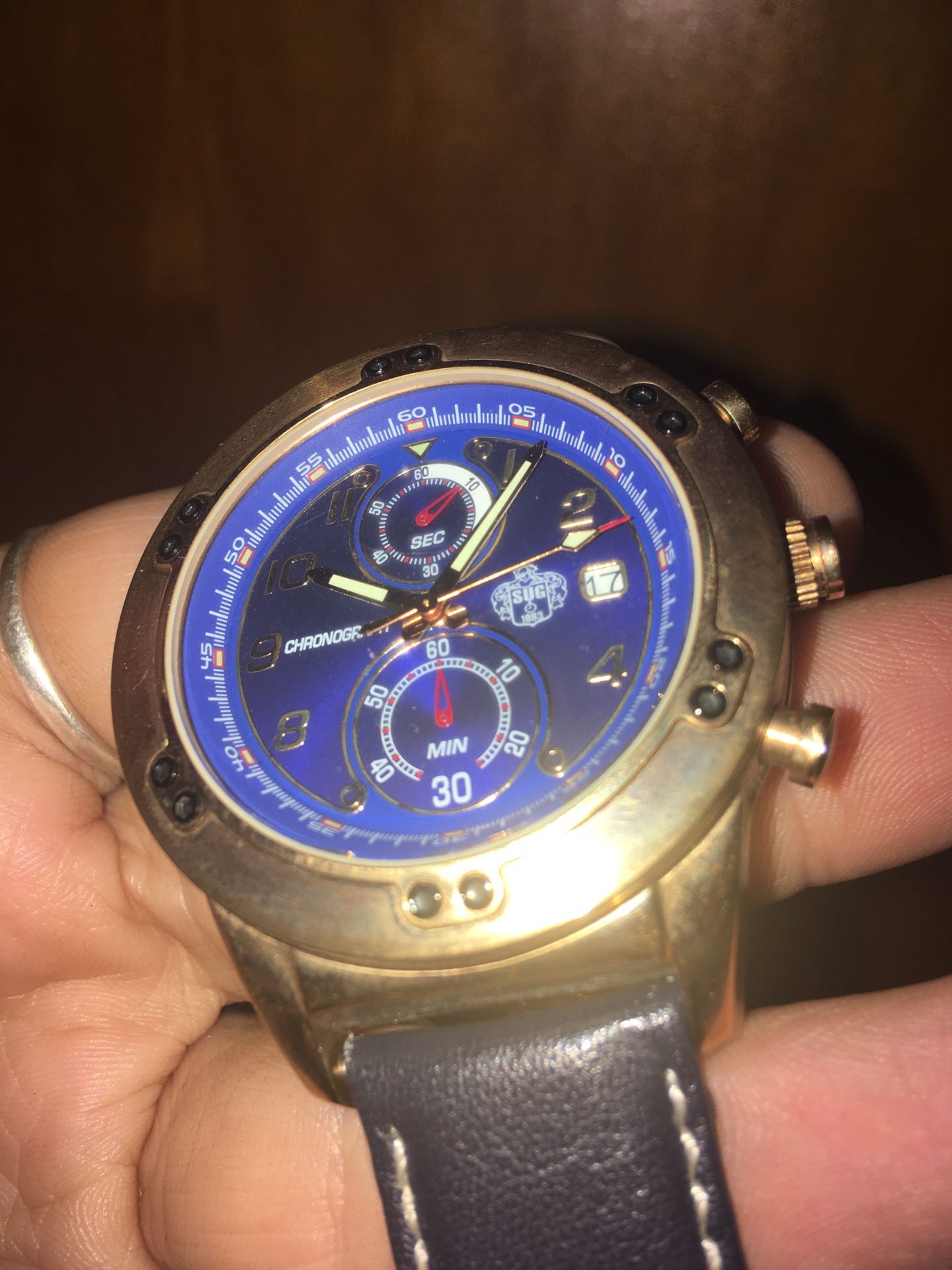 S.U.G. Chronograph Rose Gold/Blue Watch