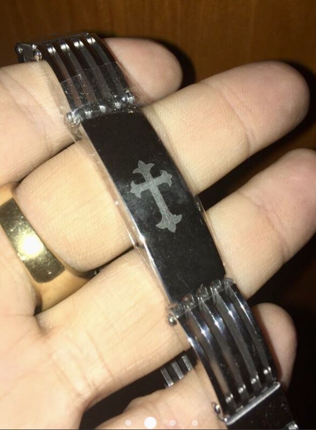 Men’s Stainless Steel Cross Bracelet - photo 2