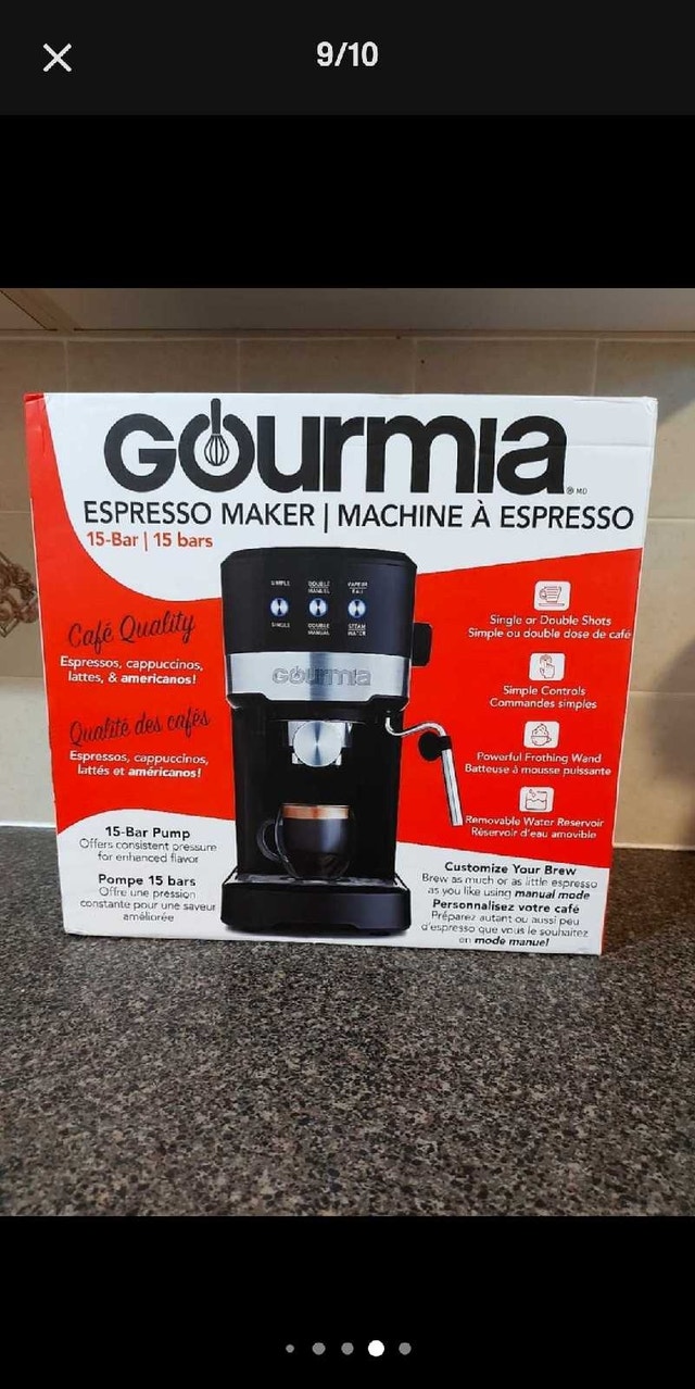 New Gourmia Espresso, Americano, Latte, and Cappacino maker