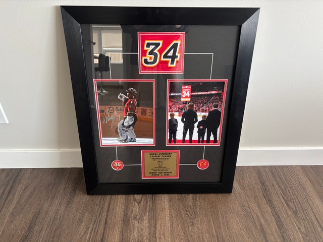 Miikka Kiprusoff Jersey Retirement Ceremony Autographed Frame