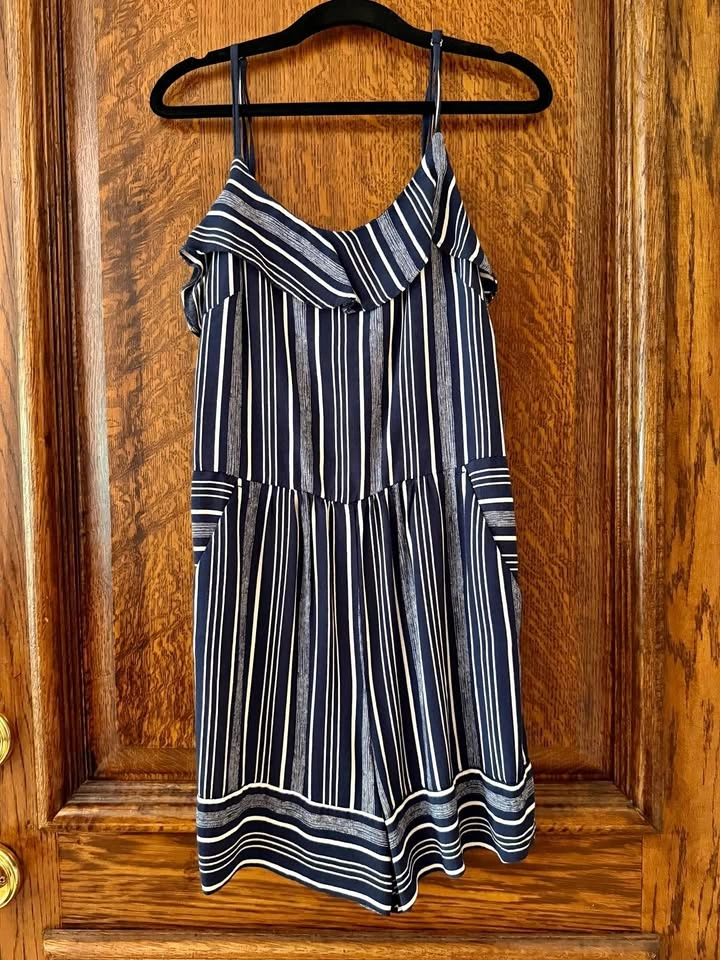 Loft Blue and White Romper (Size 0)