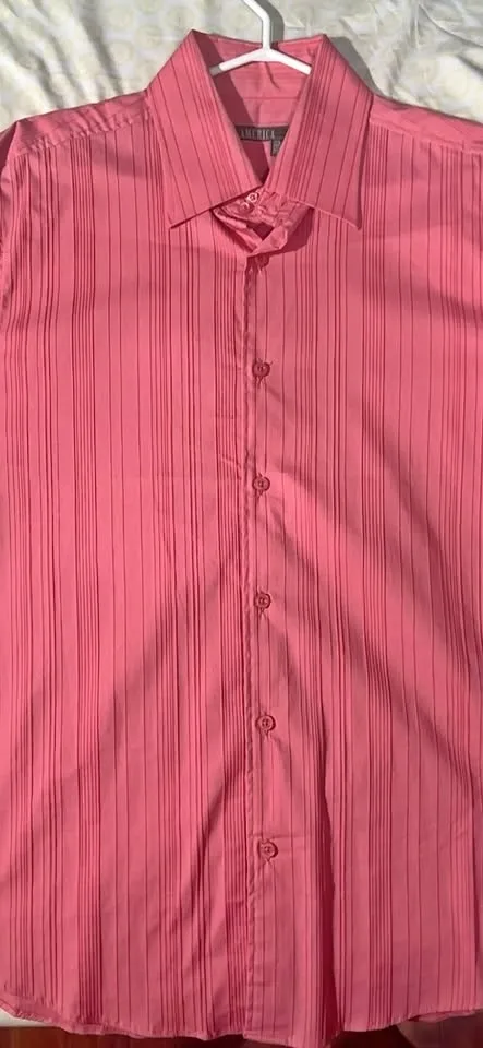 America Pink Pleated Button Up Shirt