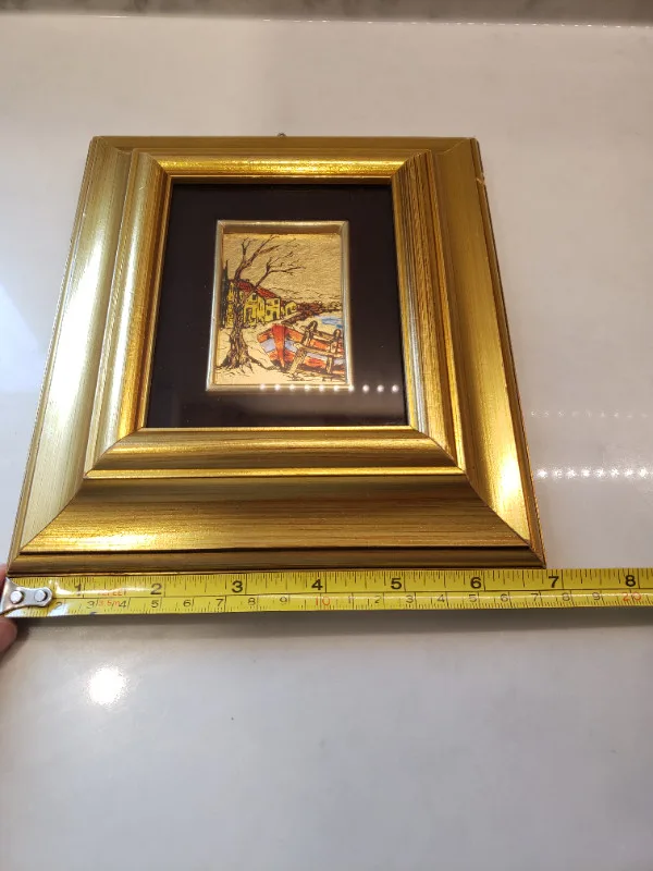 Vintage Italian Picture of coast, boat, houses and trees image indicator(8)