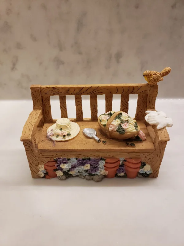 1995 Deziness Flower Garden Bench Jewelry Box image indicator(2)