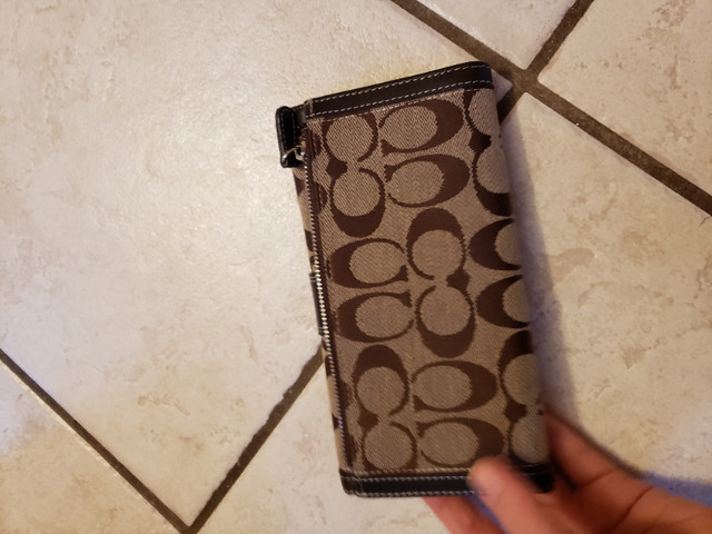 Brown Leather Coach Wallet with buckle and classic coach c logo - photo 3