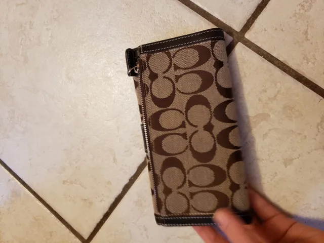 Brown Leather Coach Wallet with buckle and classic coach c logo image indicator(3)