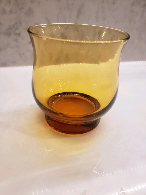 Vintage Libbey Glass Tempo Amber Low Ball Glasses