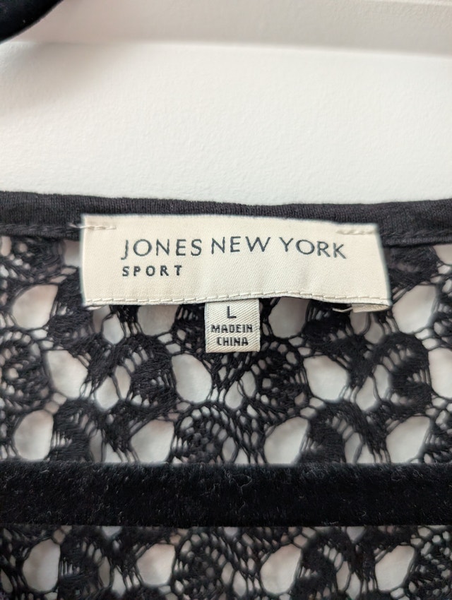 Jones New York Large Black Linen Knit Top - photo 3