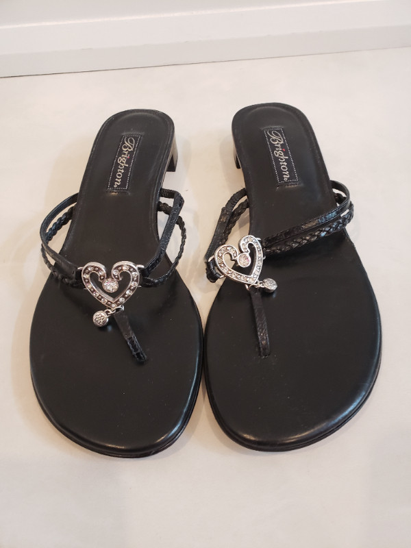 Brighton Crystal Women's Black Kitten Heel Sandle Size 8.5 - photo 4