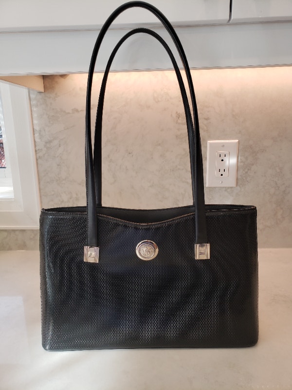 Classic Black Leather Long Strap Shoulder Bag