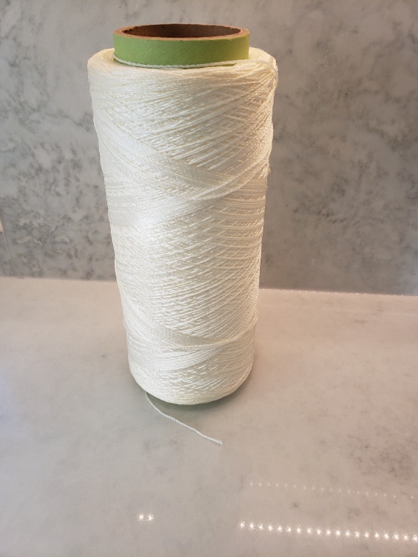 Huge Spool of White Nylon Yarn and 3 Square Cloth Designs - photo 2