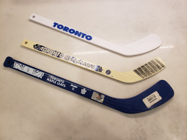 3 Toronto Maple Leafs Mini Hockey Sticks