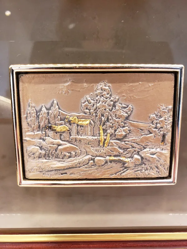Vintage Art Decor Sterling Silver 925 Picture of Houses image indicator(2)