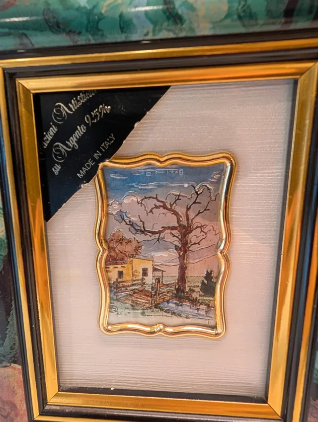 Vintage Italian Picture on Silver Foil 92.5% image indicator(2)