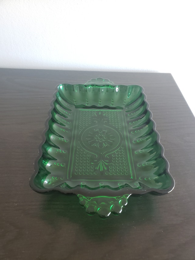 Vintage Anchor Hocking Forest Green Trinket Dish - photo 2