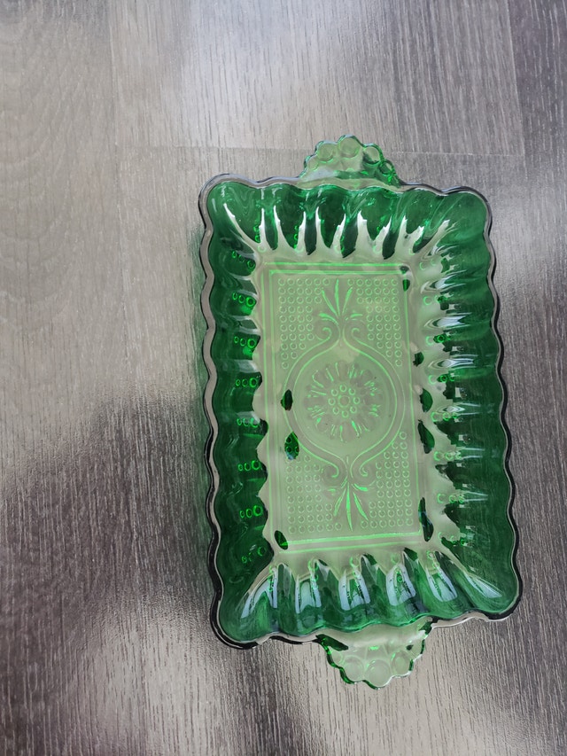 Vintage Anchor Hocking Forest Green Trinket Dish - photo 5