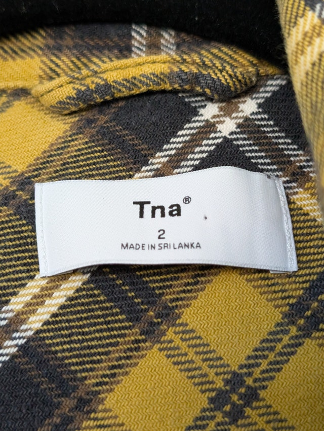 TNA Size 2 Blue and Yellow Plaid Flannel Button Up - photo 2