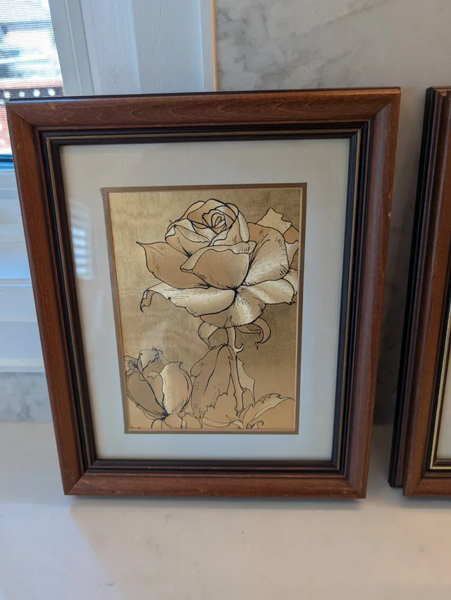 Vintage Metallic Rose and Flower Art image indicator(2)