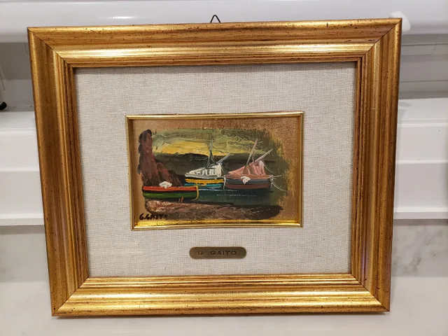Antique Gold Leaf Painting by G. Gaito thumbnail