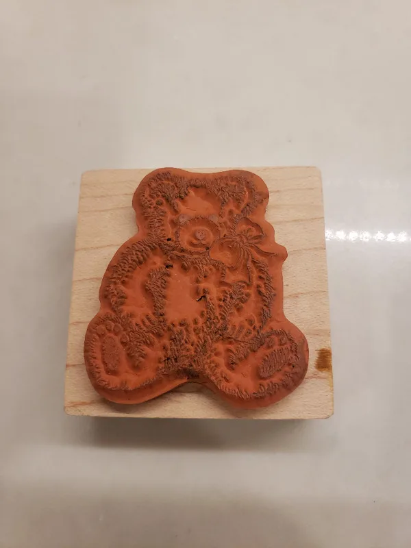 PSX Teddy Bear with Bow Rubber Stamp E-610 image indicator(2)