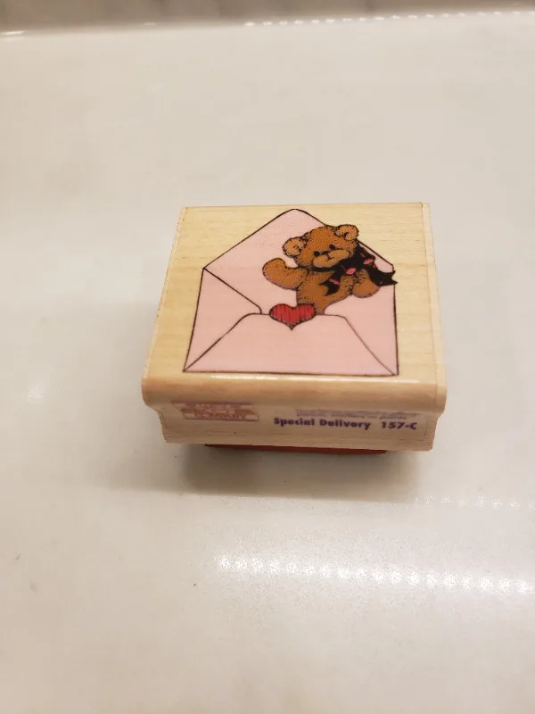 Lucy & Company 157-C bear envelope with love stamp thumbnail
