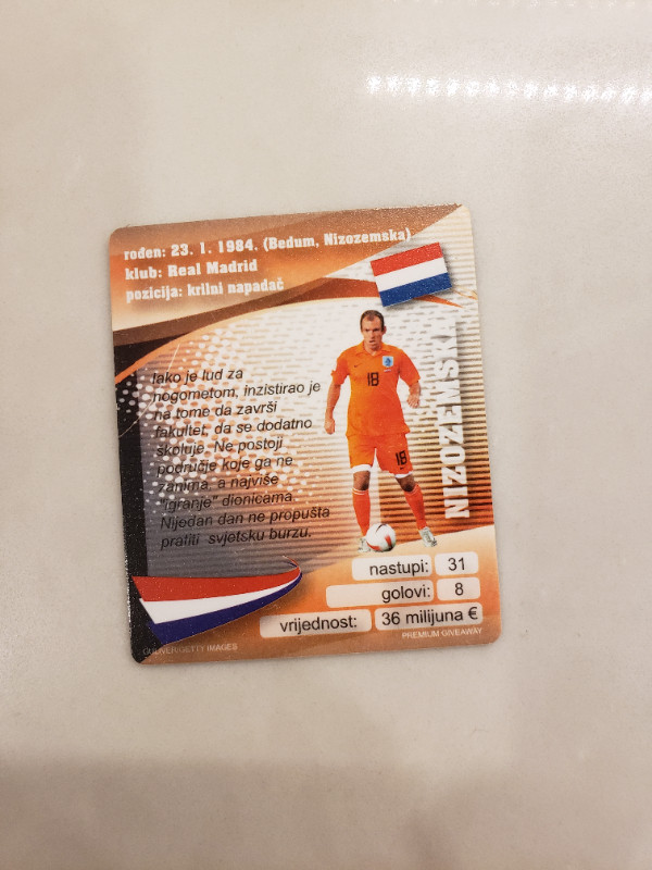 Arjen Robben Nizozemska Soccer Trading Card - photo 3