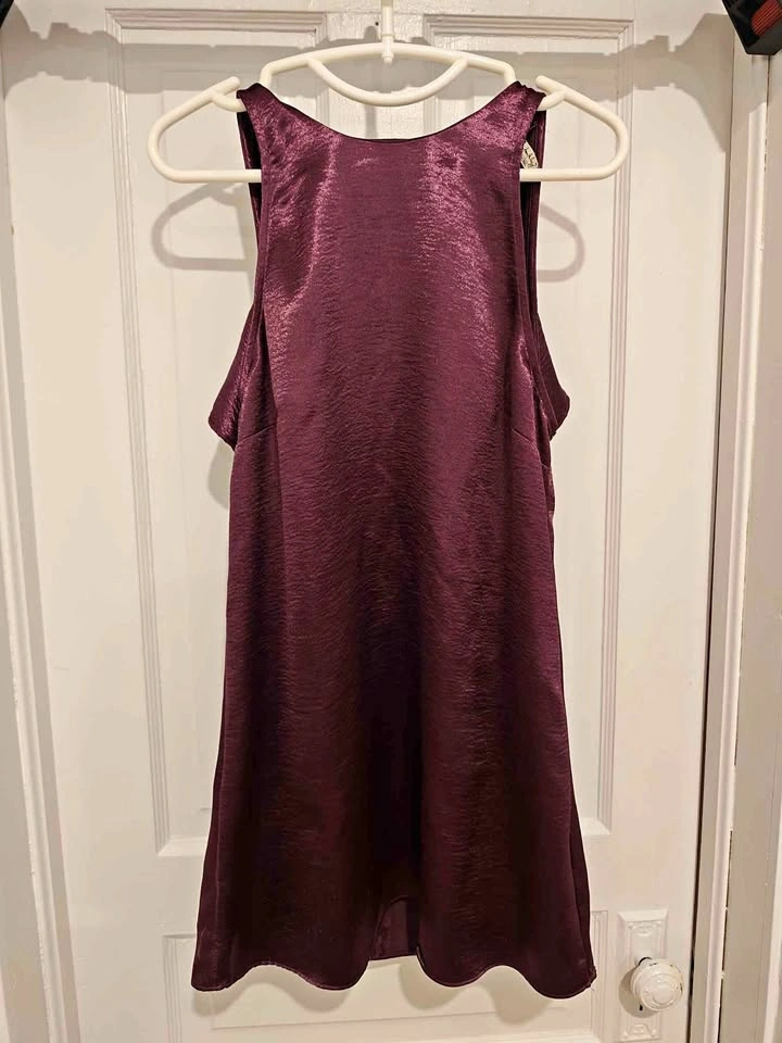 Silky open back mini dress