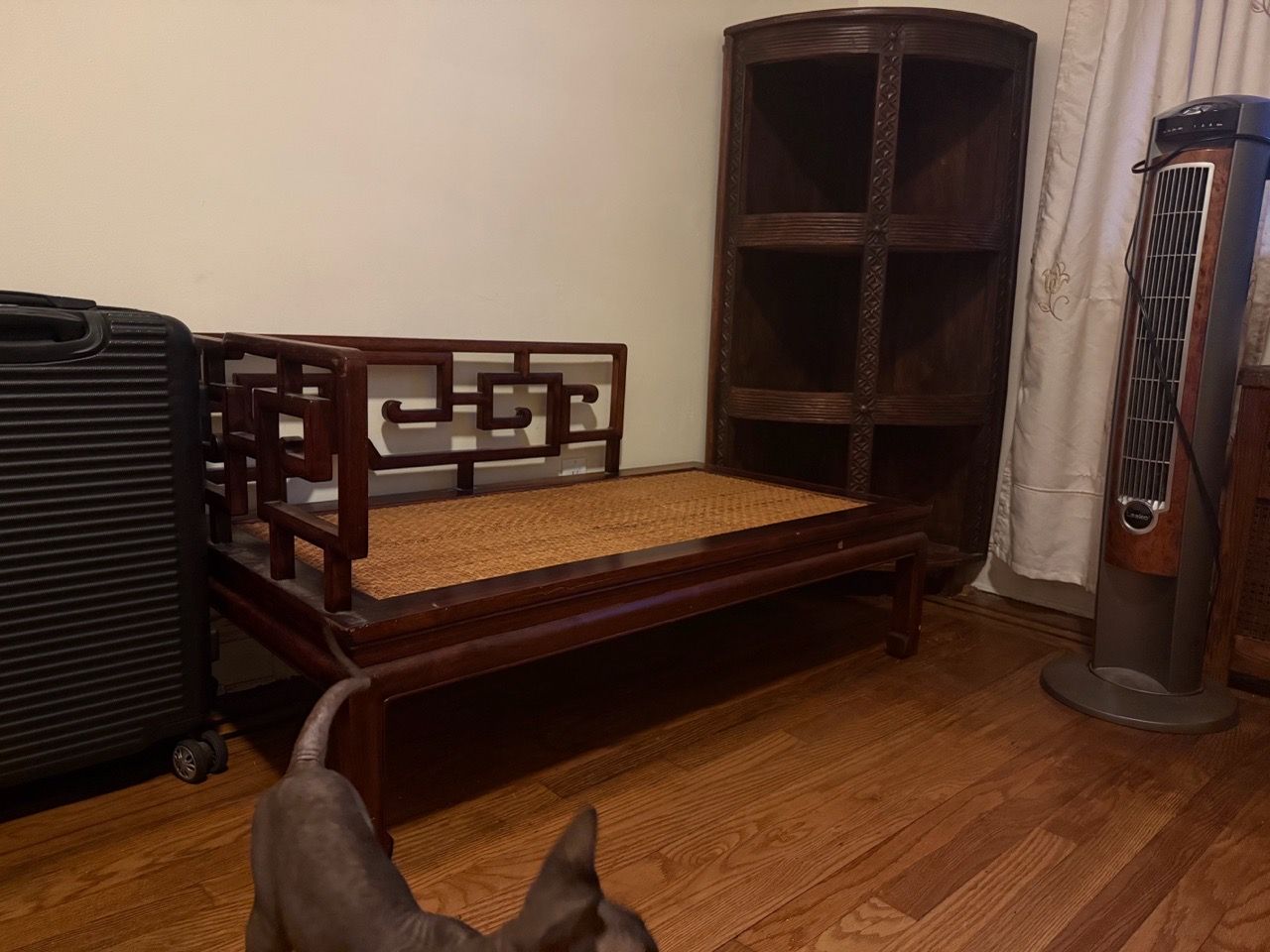 Vintage Chinese Solid Wood Daybed / Rattan Opium Bed - photo 2