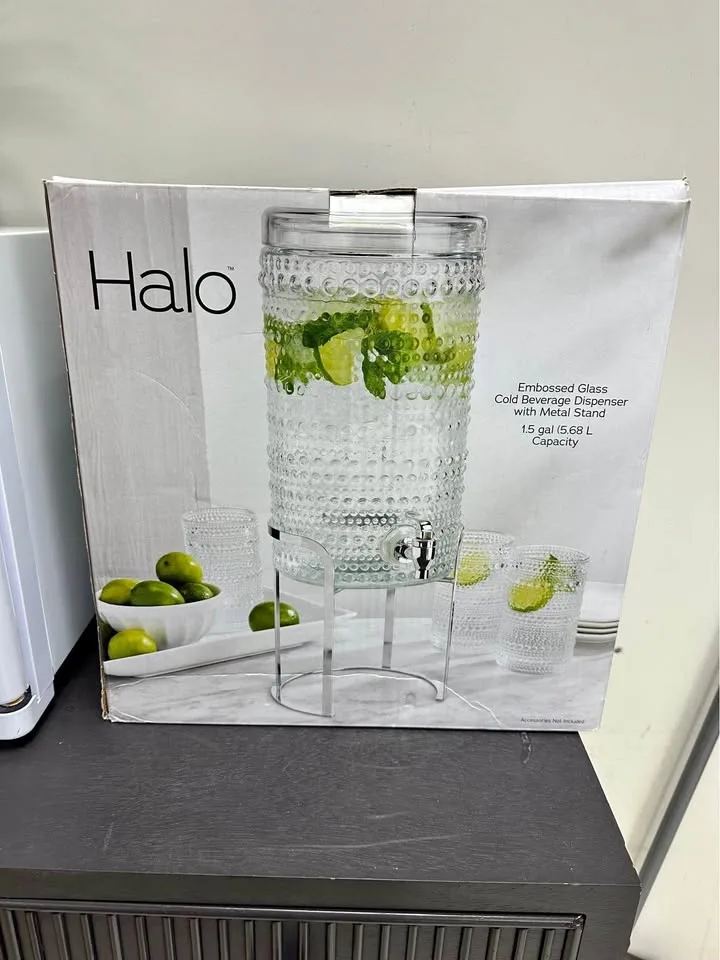 Halo Embossed Glass Cold Beverage Dispenser