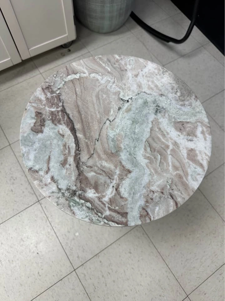 Homesense Marble and Wood Pedestal Side Table - photo 3