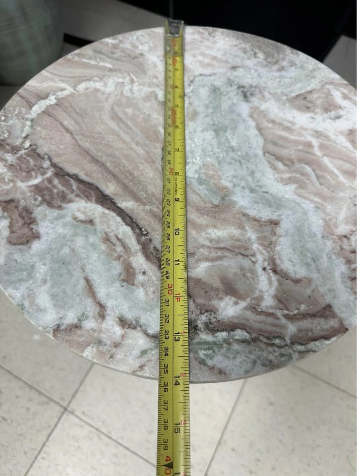 Homesense Marble and Wood Pedestal Side Table - photo 4