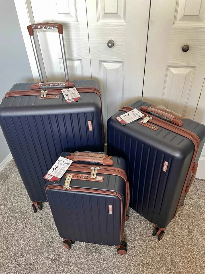 3 Piece Luggage Set 20" 24" 28" TSA Lock Hard Shell Suitcases