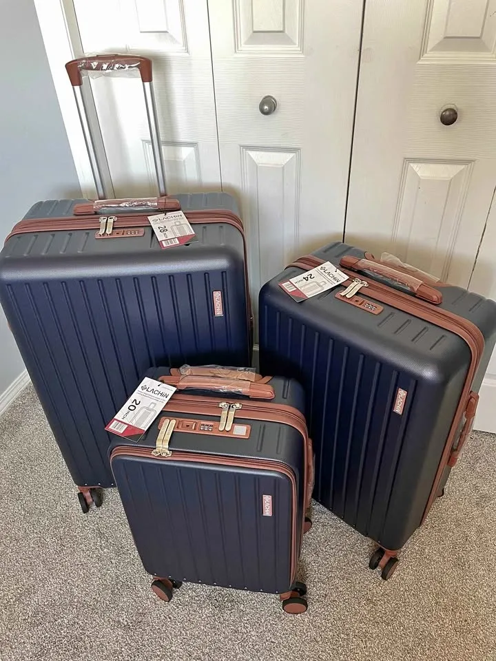 3 Piece Luggage Set 20" 24" 28" TSA Lock Hard Shell Suitcases