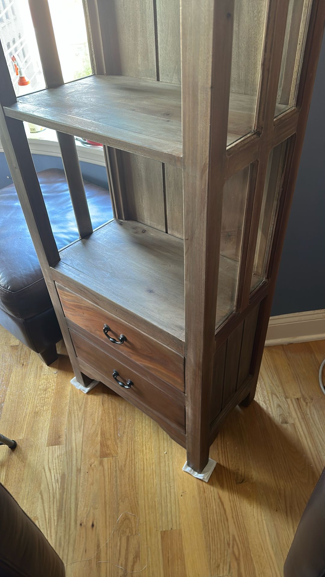 Shelf Unit/ Bookshelf With 2 Drawers And Side Glass - photo 4