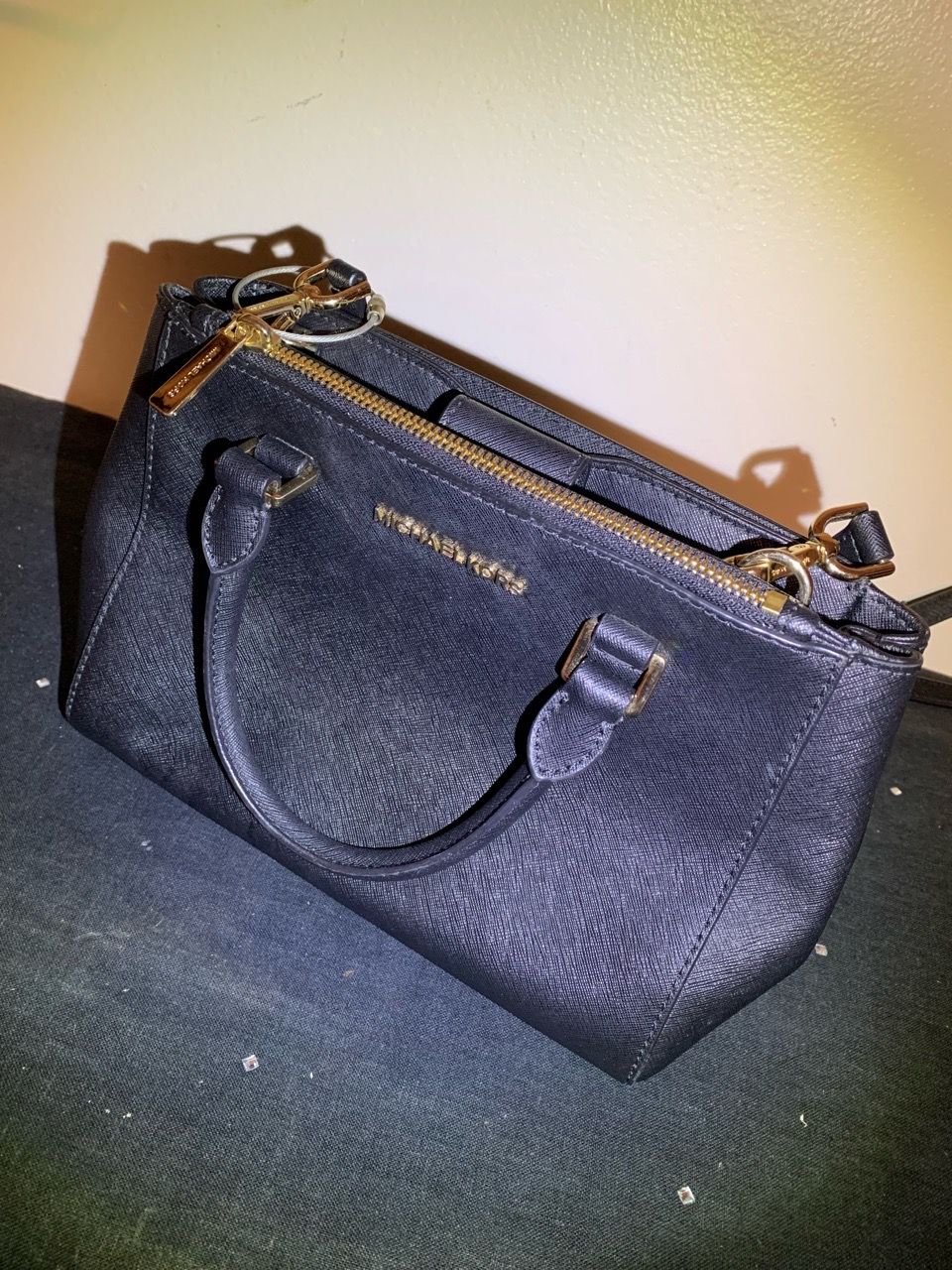 Michael Kors Hope Medium Black Saffiano Satchel